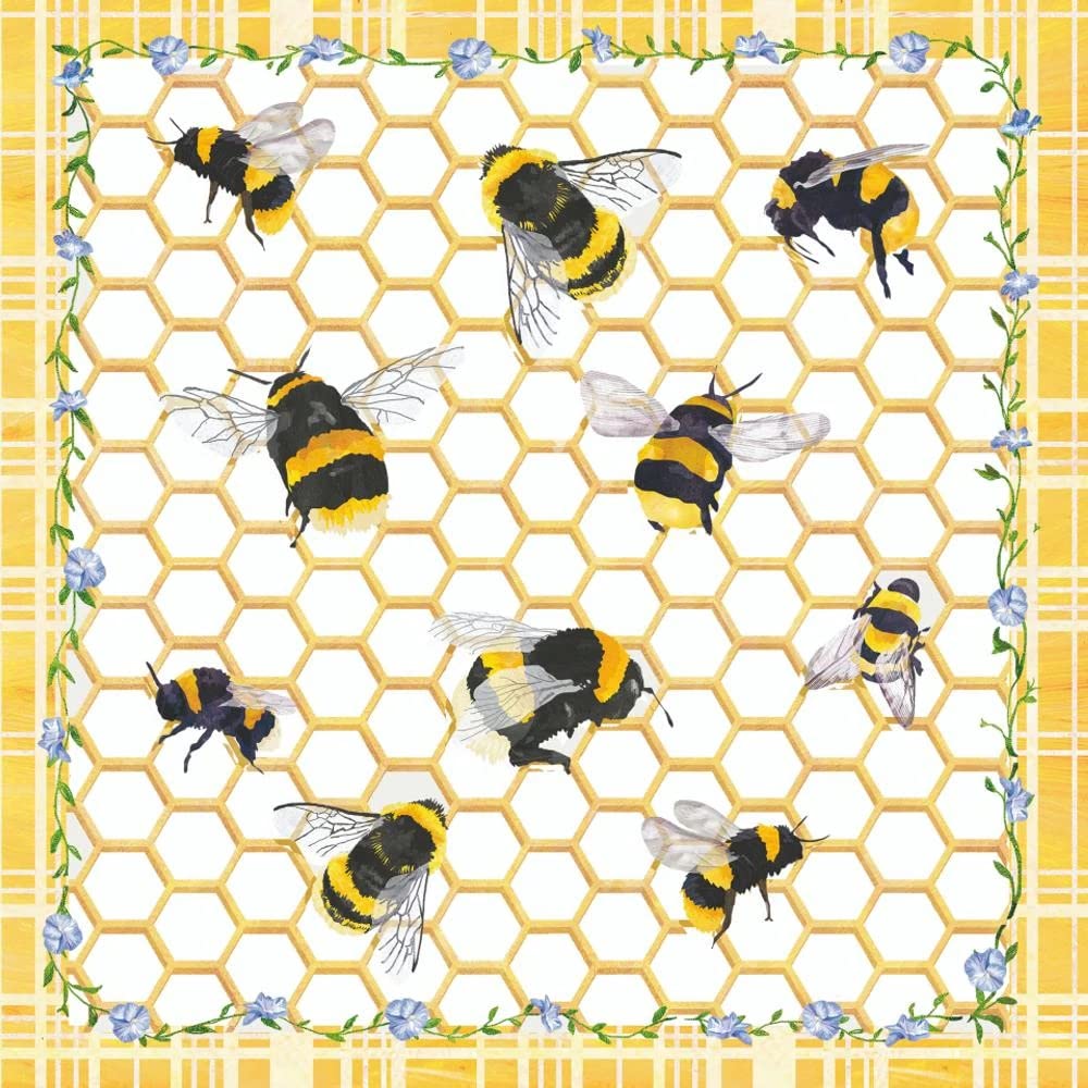 Bee Themed Beverage Napkins - 40 Count Bundle (2 Packs of 20) | Honey Bee & Honeycomb Design Paper Napkins for Parties, Weddings, and Picnics | Eco-Friendly Disposable Drink Napkins
