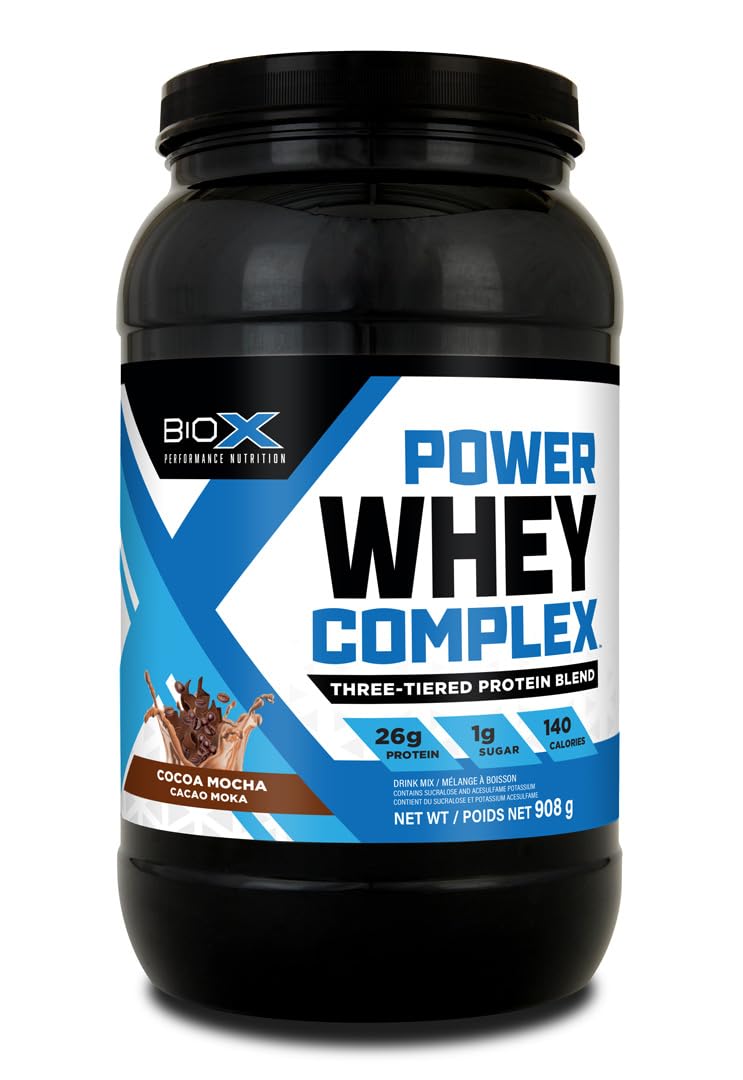 BioX Power Whey Complex - 100% Pure Whey Protein Powder with 26g Protein per Serving | Whey Concentrate, Isolate & Hydrolyzed Whey Blend | 2LB (Cocoa Mocha) 26 Servings | Post-Workout Recovery & Muscle Building Supplement for Athletes & Fitness Enthusiasts