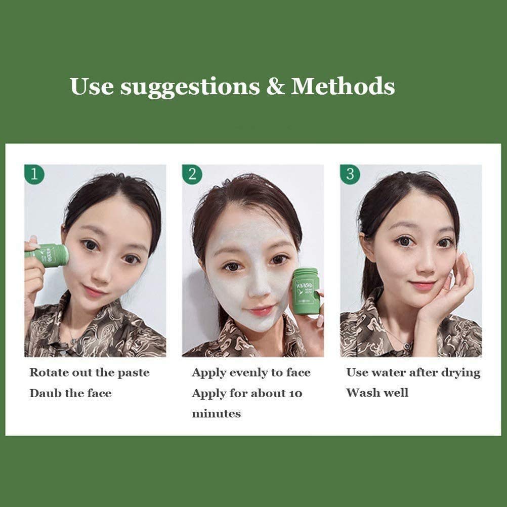 Biogreen Tea Purifying Clay Facial Mask Stick - Deep Cleansing, Oil Control & Anti-Acne Treatment | Eggplant Hydrating Blackhead Remover | Pore Minimizing & Skin Repair | Green Clay Mask for Oily & Acne-Prone Skin | Perfect for Daily Skincare Routine & Spa Nights