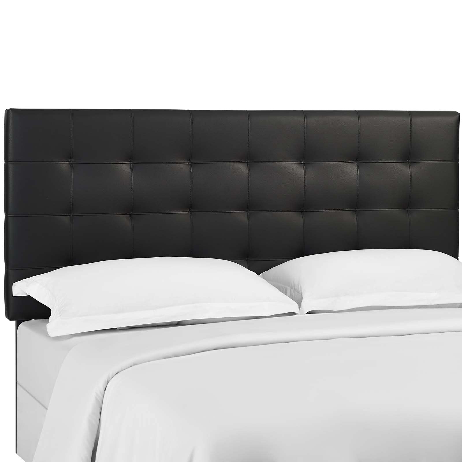 Modway Paisley Upholstered Tufted Faux Leather Headboard - Full/Queen Size, Black - Perfect for Modern Bedroom Decor & Guest Room Upgrade