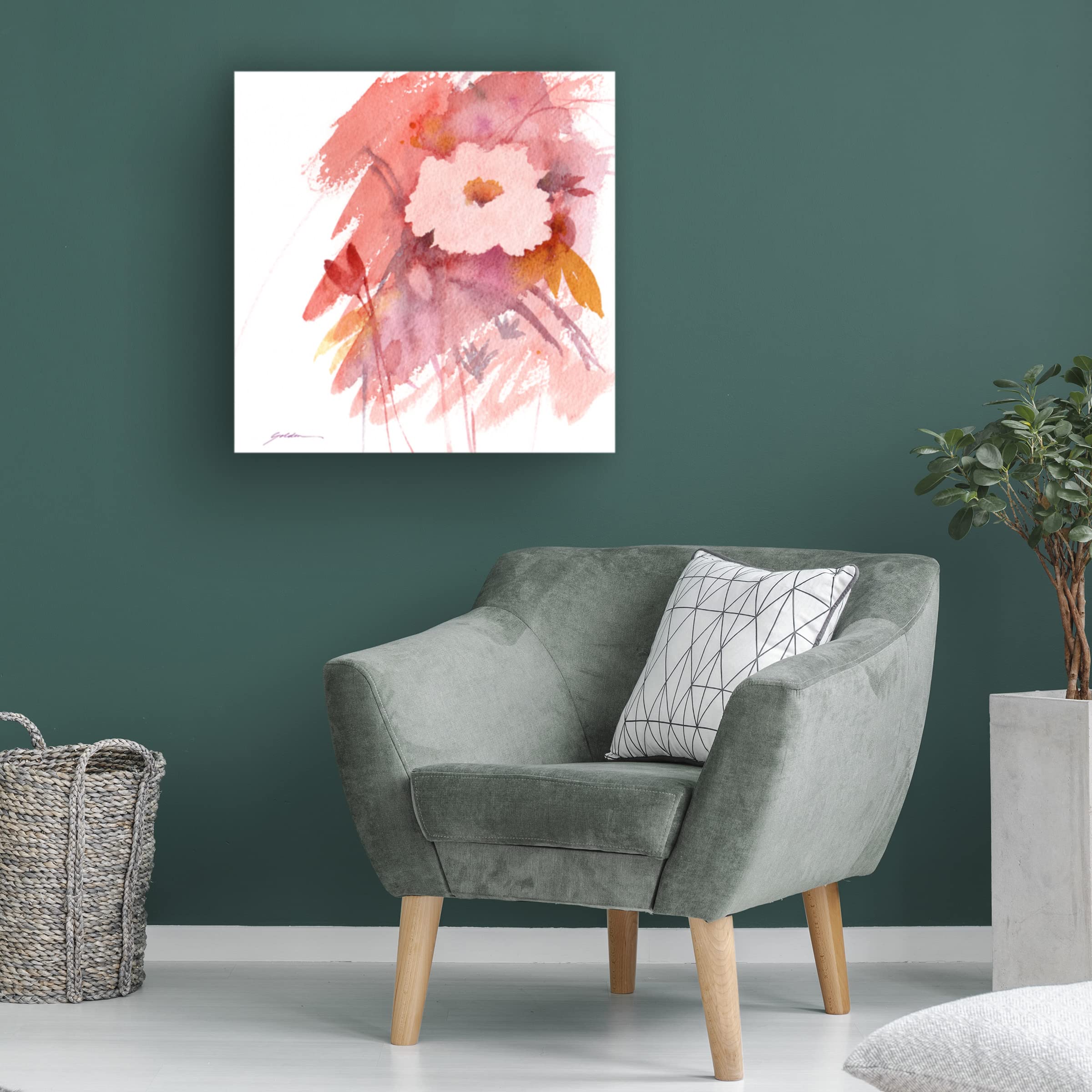 Sheila Golden 'Coral Rose' Canvas Wall Art Print - Floral Home Decor for Living Room, Bedroom & Office | Trademark Fine Art Collection