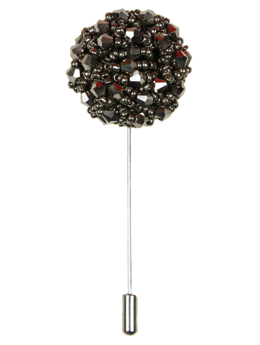 DÉCLIC Beaded Lapel Pin - Gunmetal Finish Brooch for Women & Men | Elegant Lapel Accessory for Suits, Blazers, Jackets & Formal Occasions