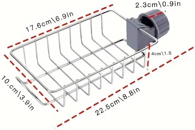 Stainless Steel Kitchen Sink Soap Holder & Sponge Rack - Rustproof Faucet Mount Organizer for Dish Soap, Sponges & Brushes | Perfect for Small Spaces, RV Sinks & Clutter-Free Kitchen Countertops