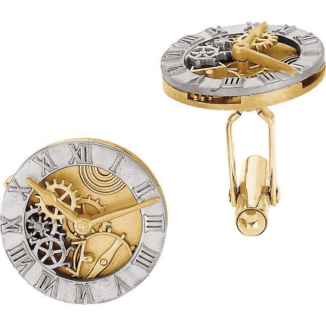 14KT Two-Tone Gold Men's Cufflinks - Elegant Dress Accessory for Weddings, Business & Formal Events