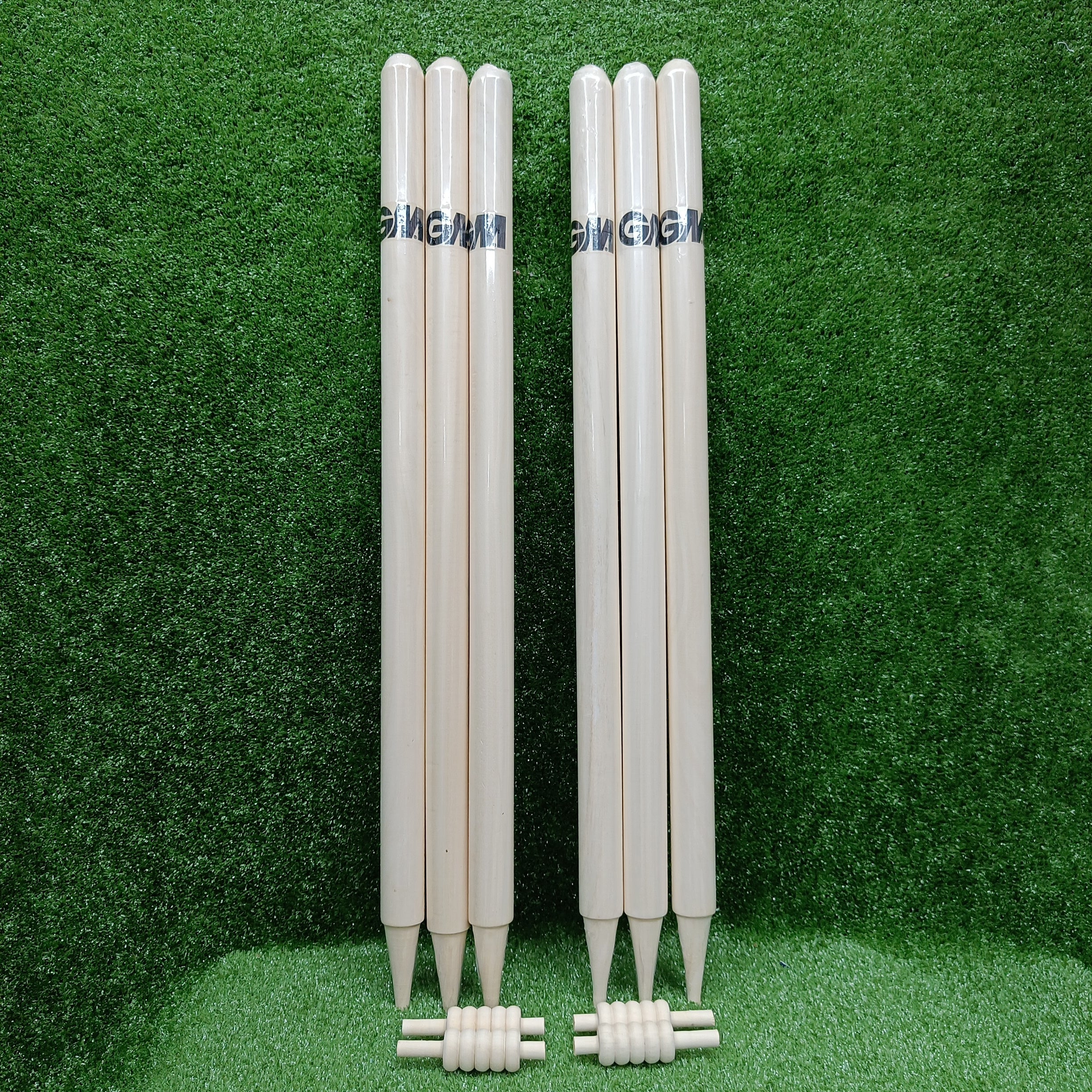 Premium GM Bleached & Polished Cricket Stumps Set - Professional Grade Wooden Wickets for Cricket Matches & Practice Sessions