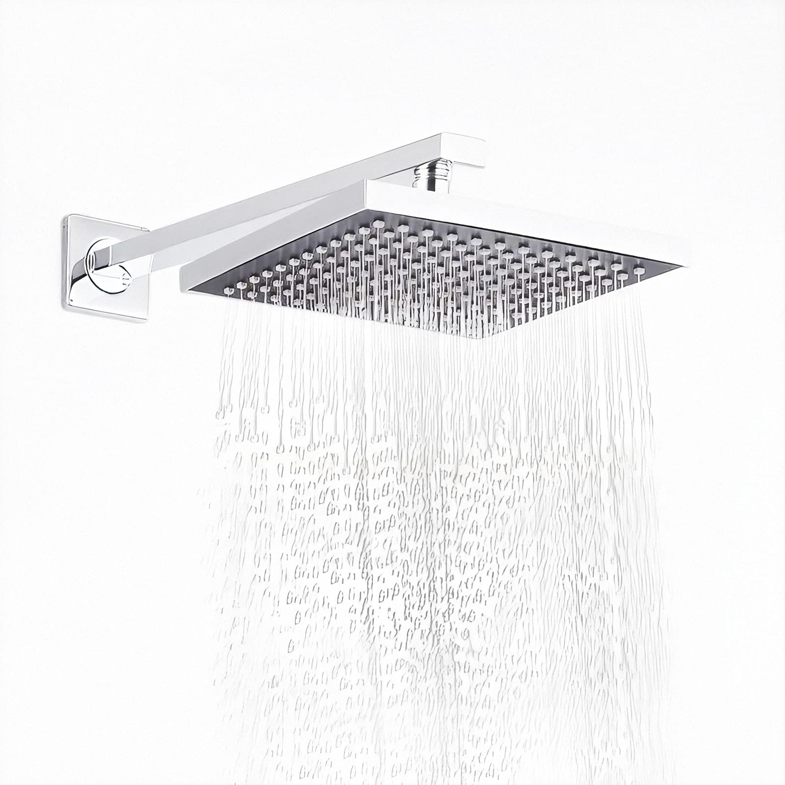 ZCSMTZ 8.9 Inch High Pressure Square Rain Shower Head - Thick ABS with Soft Silicone Nozzles, Ultra Thin Water Saving Design (Chrome) for Luxurious Bathroom & Spa Experience