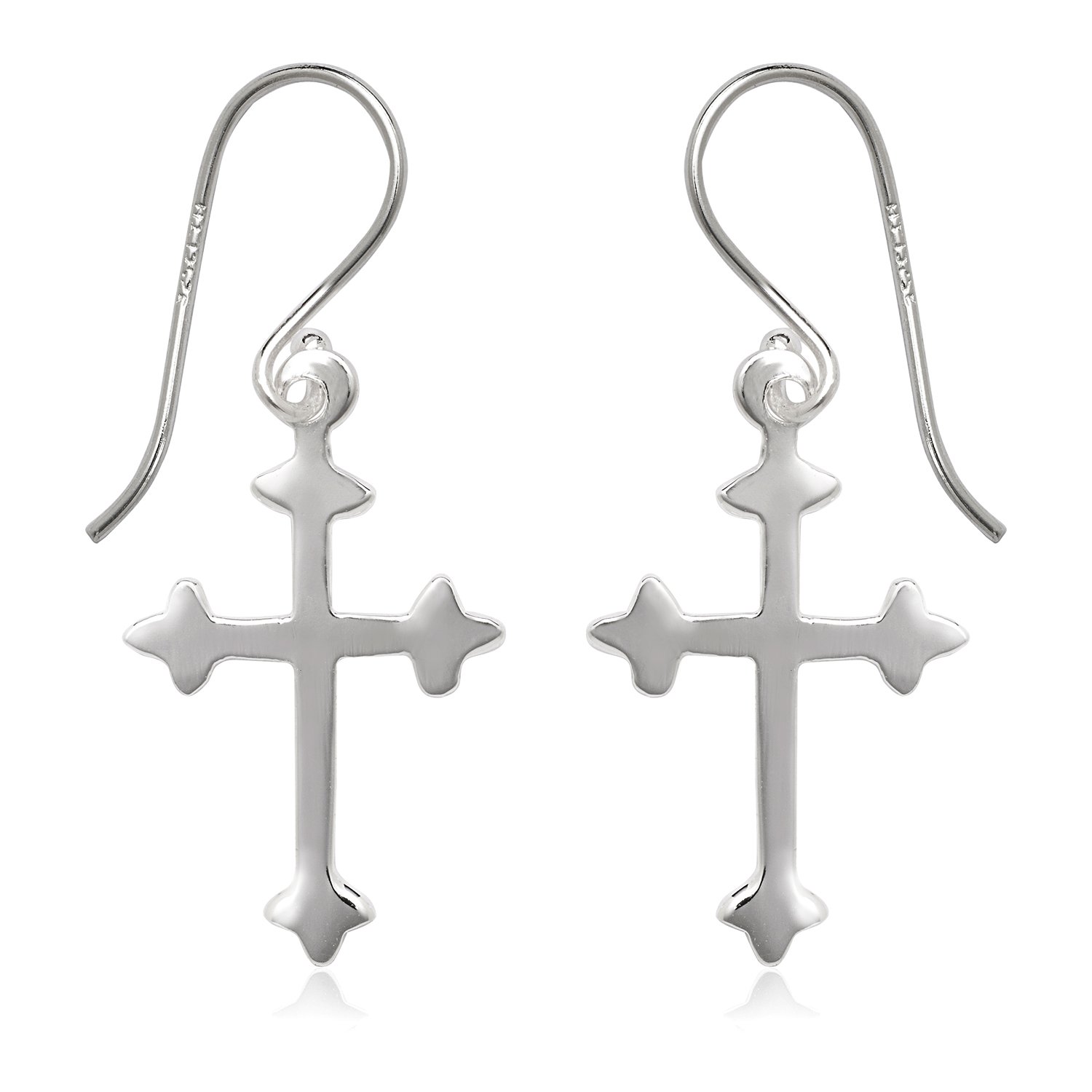 Sterling Silver Cross Dangle Earrings for Women - Elegant Religious Jewelry Gift for Christmas, Baptism & Everyday Wear