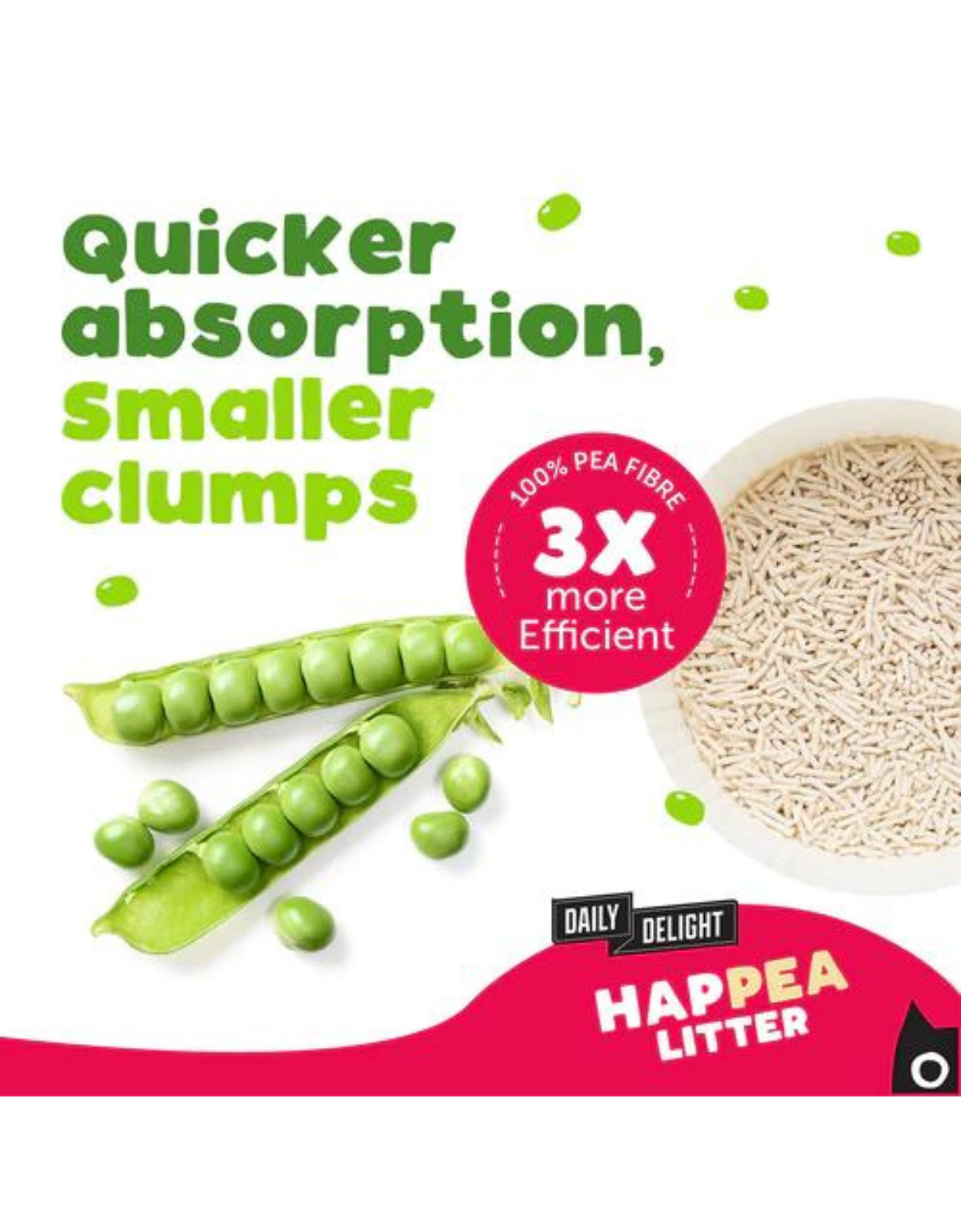 HAPPEA Unscented Cat Litter with Peas - 8L Eco-Friendly Clumping Litter for Odor Control - Perfect for Multi-Cat Homes & Small Spaces