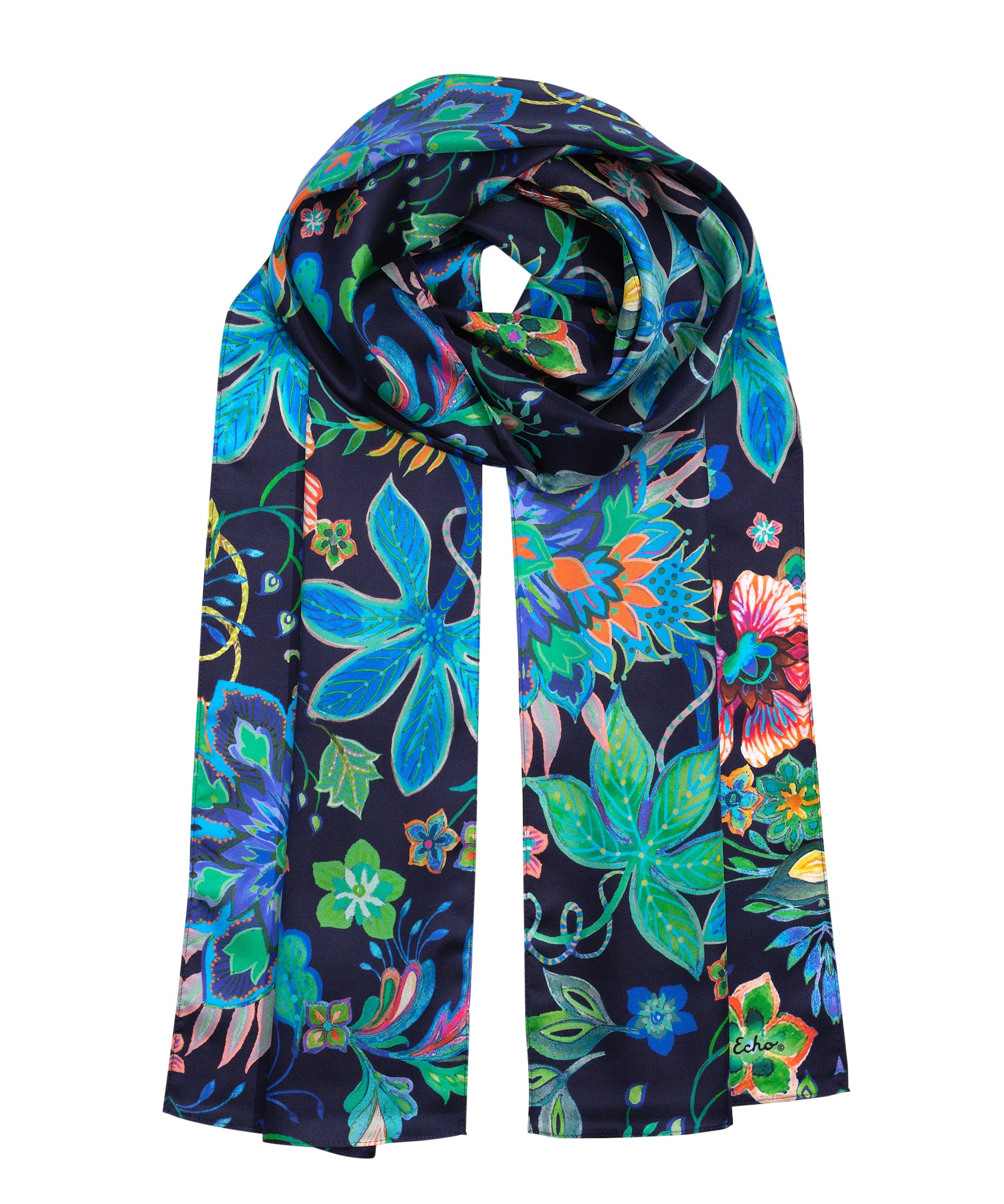 Elegant Floral Silk Scarf - Luxury Oblong Shawl for Women | Perfect for Weddings, Parties & Special Occasions