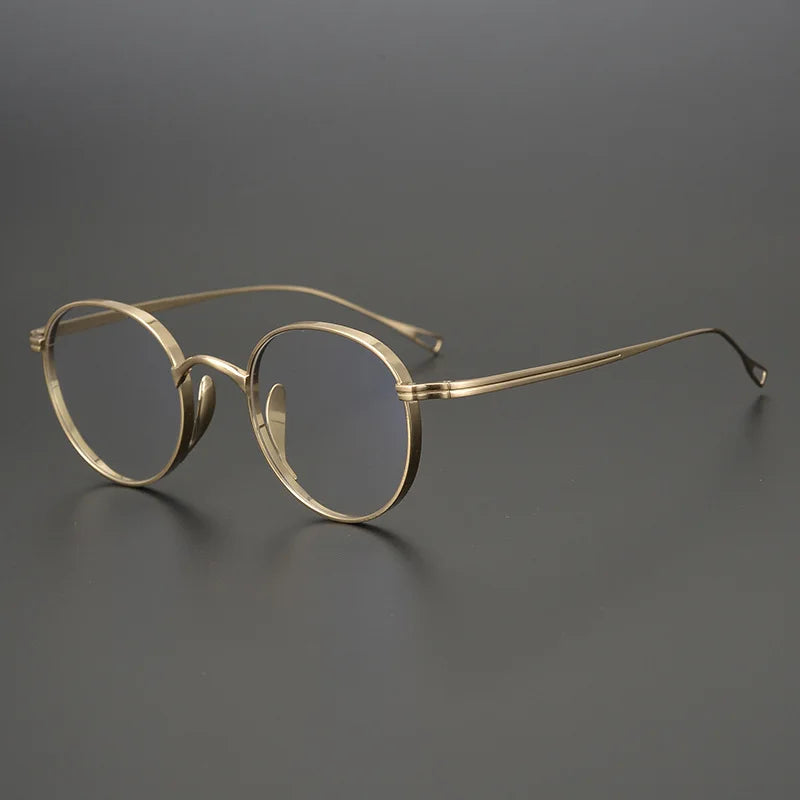 Unisex Black Titanium Flat Top Round Full Rim Eyeglasses 55113 - Stylish & Durable for Work, Reading & Everyday Wear