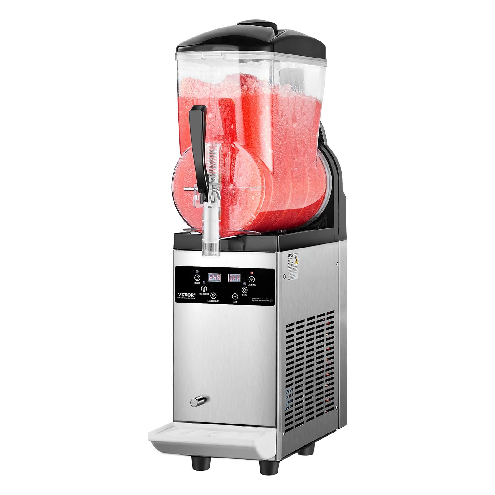 VEVOR 12L Commercial Slushy Machine - Stainless Steel Frozen Drink Maker for Margaritas, Smoothies & Slushies - Ideal for Home Parties, Restaurants, Cafes & Bars (48 Cups Capacity) | Perfect for Summer Parties, Cocktail Making & Frozen Beverage Business