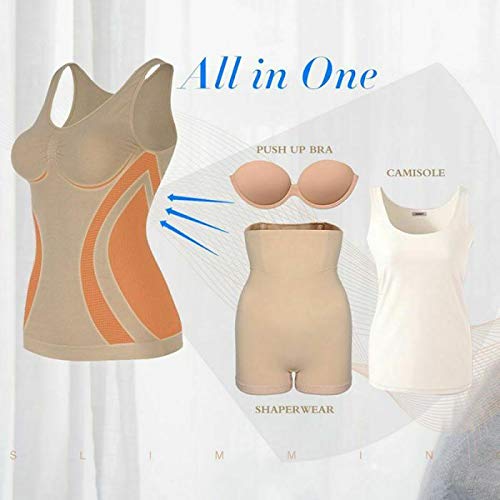 2 Pack Women's Shapewear Camisole - Seamless Slimming Cami Tank Top with Built-in Removable Pads | Comfortable Everyday Wear, Layering, Work & Special Occasions
