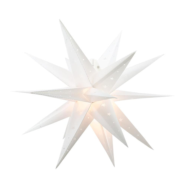 31 Inch White Weatherproof Moravian Star Lantern Lamp - Outdoor Hanging Decoration with Shade for Patio, Garden & Porch Lighting