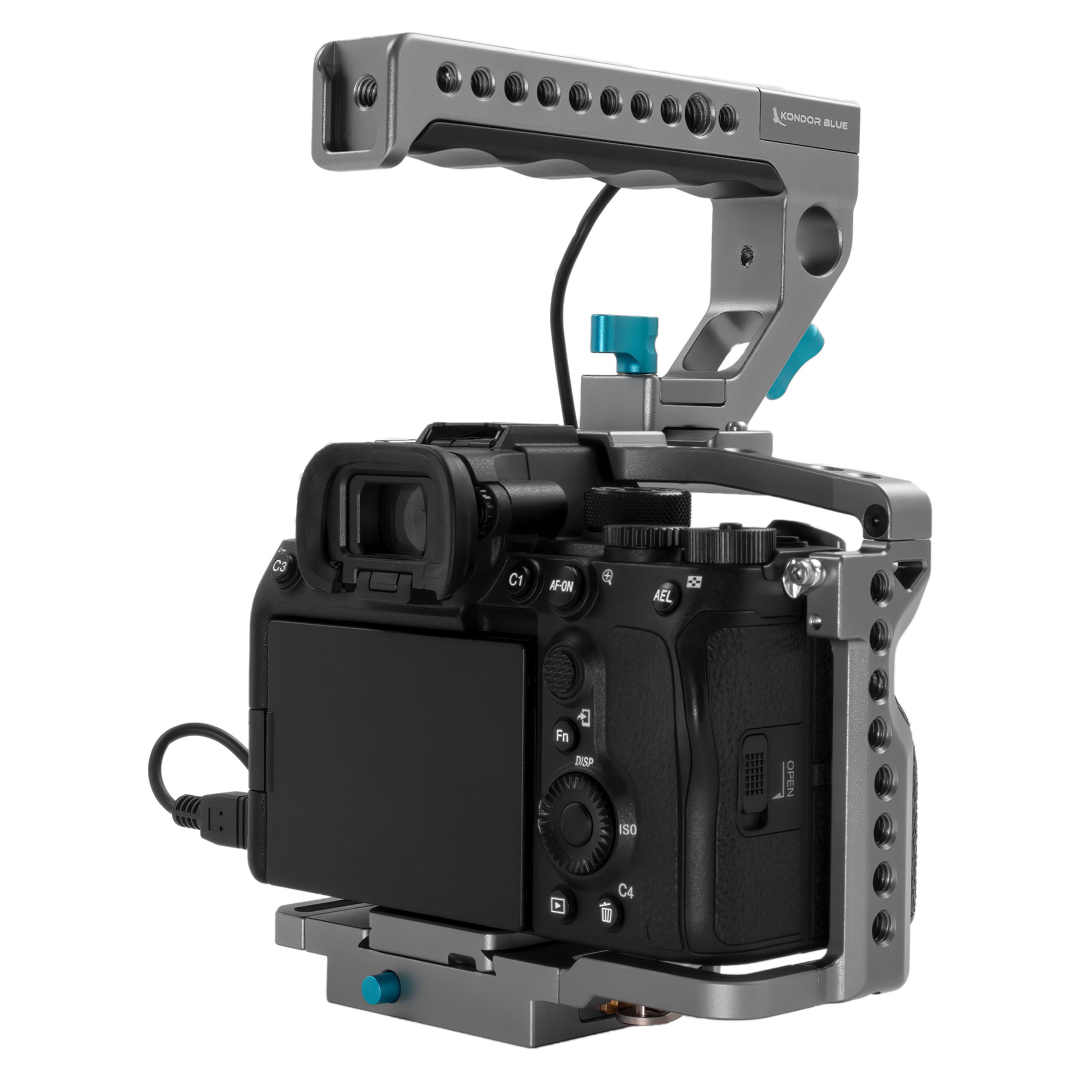 **Kondor Blue A7SIII Camera Cage with Start/Stop Trigger Handle - Compatible with Sony A7 Series (Space Gray) - Perfect for Vlogging, Filmmaking & Professional Videography**