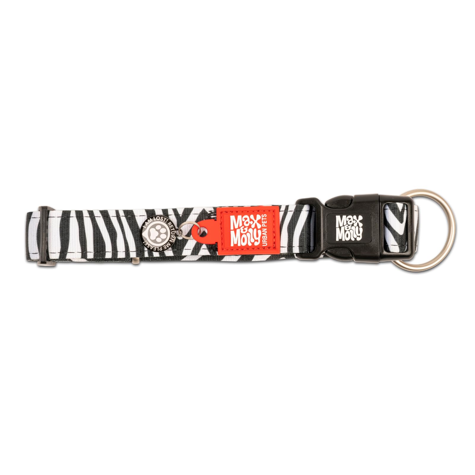 Max & Molly Fashion Smart ID Dog Collar - Adjustable, Waterproof & Machine Washable Pet Collar with QR-Tag for Small Dogs | Zebra Print Design | Anti-Fade Durable Material | Perfect for Daily Walks, Pet Safety & Stylish Outfits