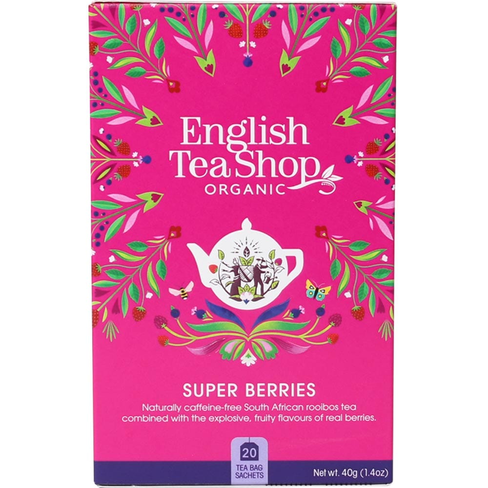 Organic Superberries Tea Bags by English Tea Shop - 20 Count | Antioxidant-Rich Herbal Tea for Relaxation & Wellness | Perfect for Morning Boost or Evening Unwind