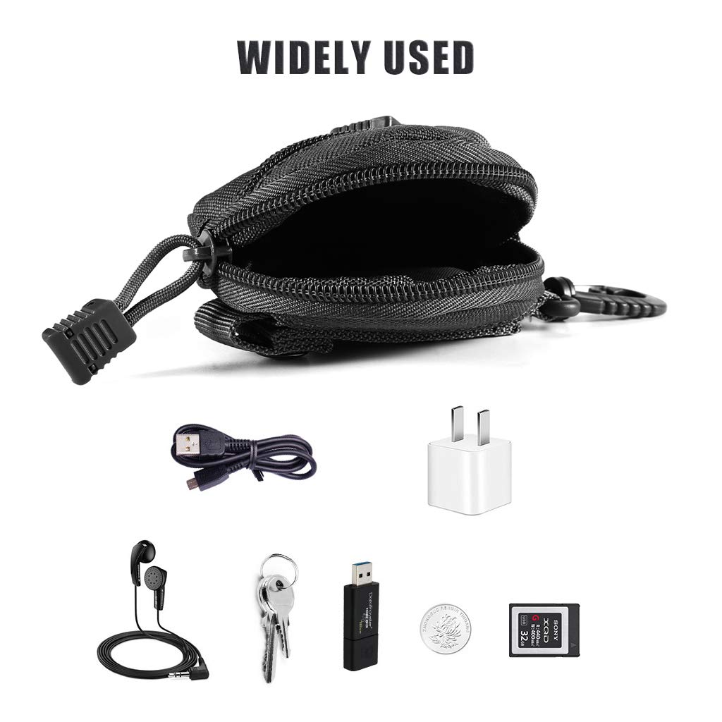 Upgraded Small MOLLE Pouch Accessories - 2PCS Tactical EDC Pouches for Military Gear, Keychain, Coin Purse, Wallet & Wireless Headset Storage (Black) - Perfect for Outdoor Adventures, Hiking & Everyday Carry Essentials