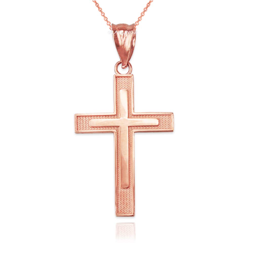 10K Rose Gold Cross Pendant Necklace for Women - Dainty Religious Jewelry Gift for Baptism, Confirmation & Everyday Faith Inspiration