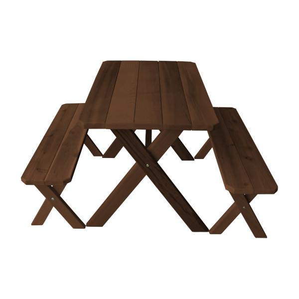 Premium Western Red Cedar Crossleg Picnic Table with 2 Benches - Outdoor Dining Set for Backyard, Garden, Park & Patio - Weather-Resistant Wooden Picnic Furniture for Family Gatherings & Camping