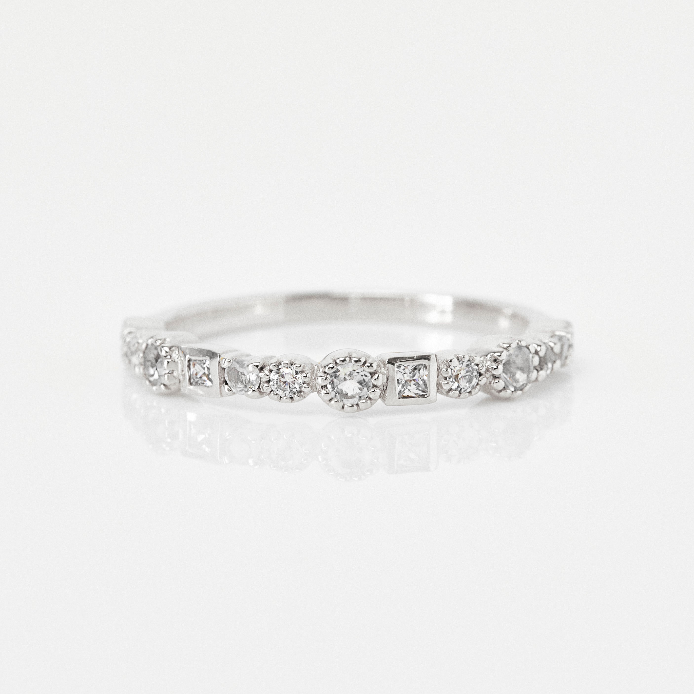 Diamond Constellation Eternity Ring for Women - 14K White Gold Wedding Band with Sparkling Stones - Perfect for Anniversary Gifts & Romantic Occasions