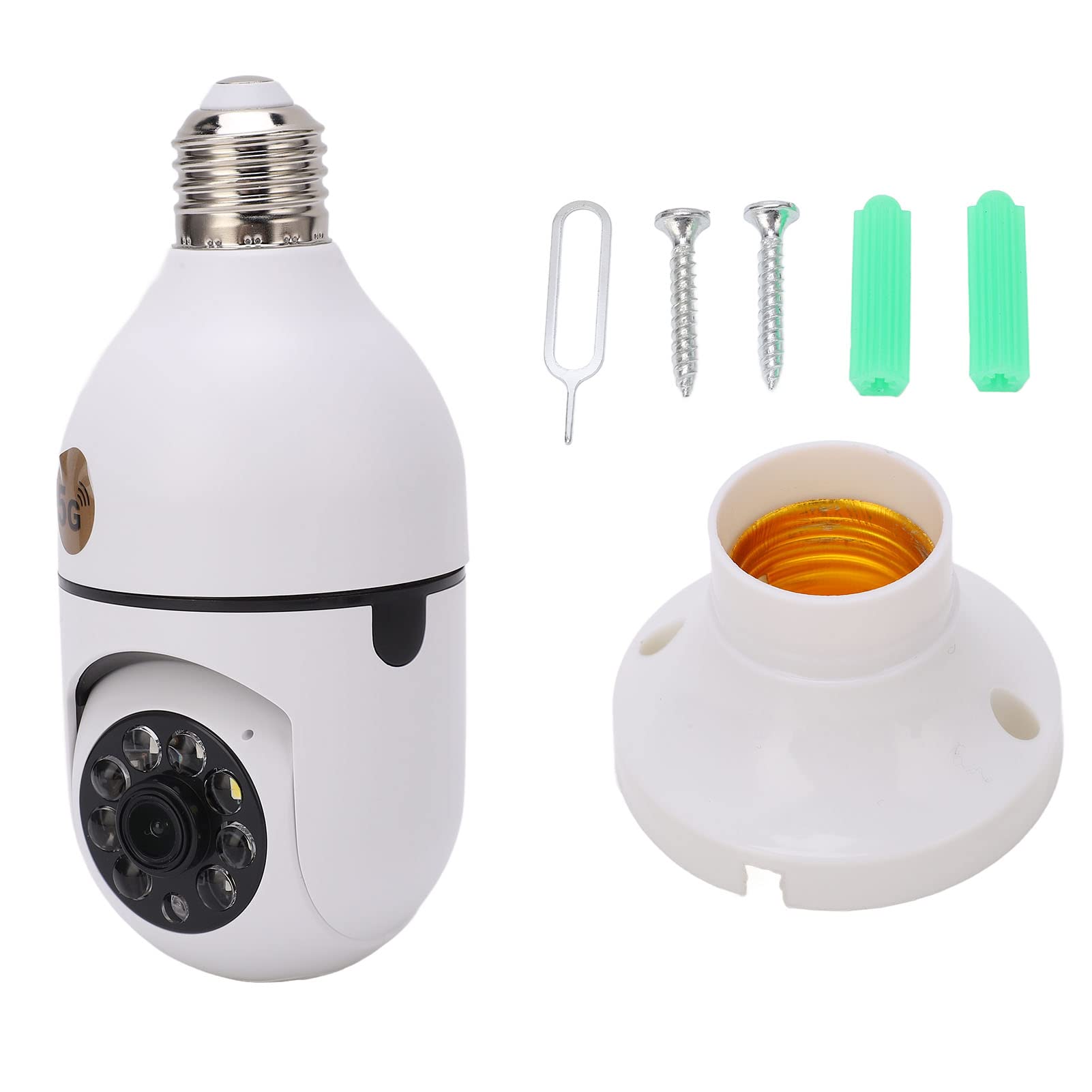 360° Indoor Security Camera with Motion Detection | 2.4GHz/5G WiFi Smart Dome Surveillance Camera | Night Vision & Two-Way Audio | E27 Bulb Base Installation | Ideal for Doorway, Bedroom & Home Security Monitoring