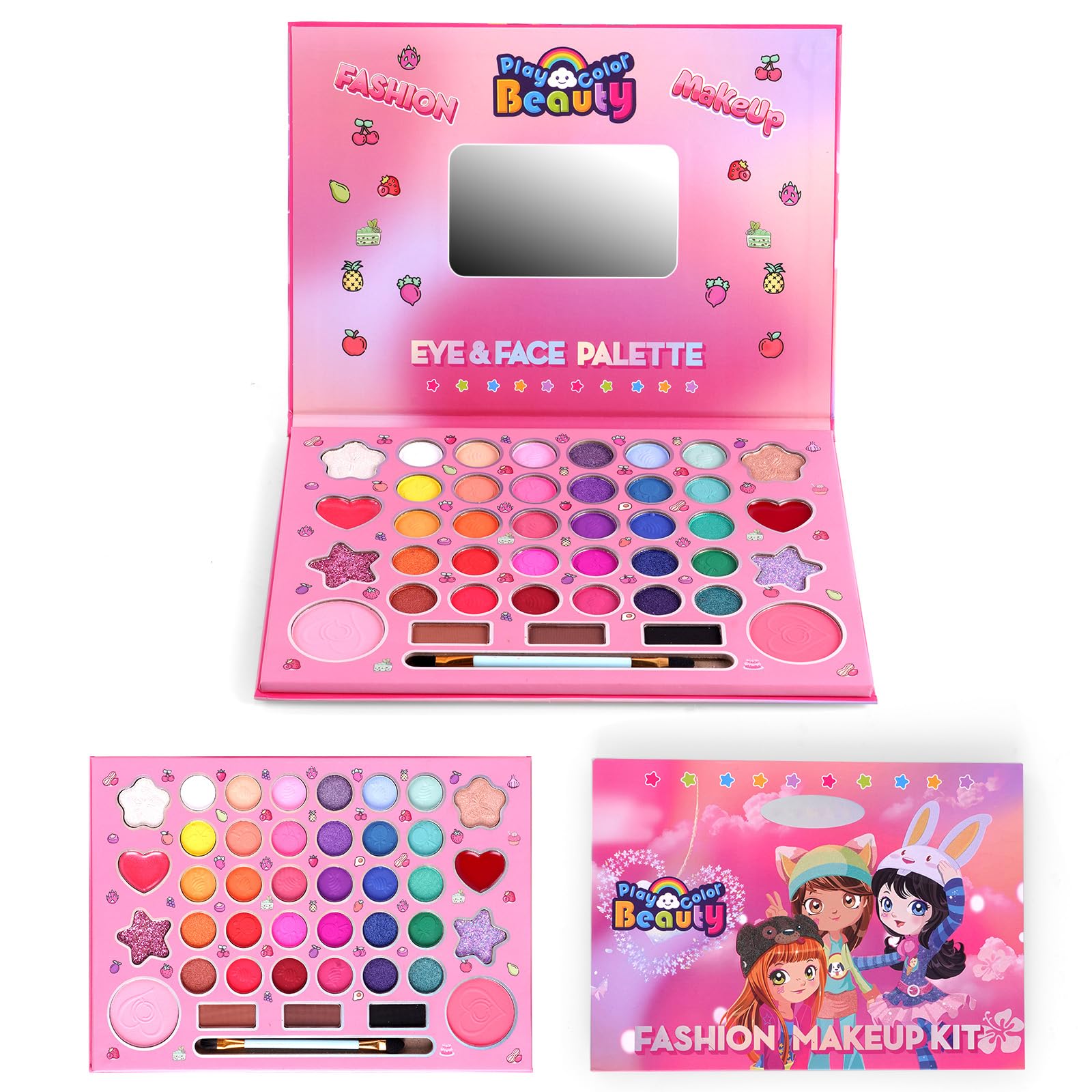 Aomig Girls Makeup Set - 41 Color Kids Makeup Kit with Brushes, Safe & Non-Toxic Cosmetic Toy for Birthday, Christmas & Party | Perfect for Dress-Up, Pretend Play & Special Occasions