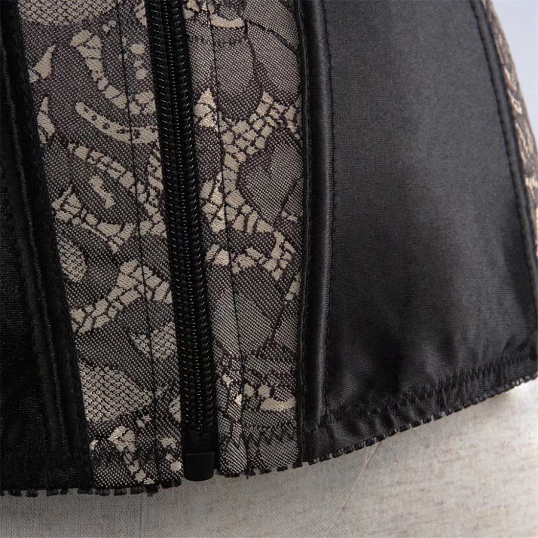 **Women's Gothic Corset Bustier Top with Adjustable Straps & Zipper - Plus Size Black Lace-Up Vest for Burlesque, Cosplay & Evening Wear**