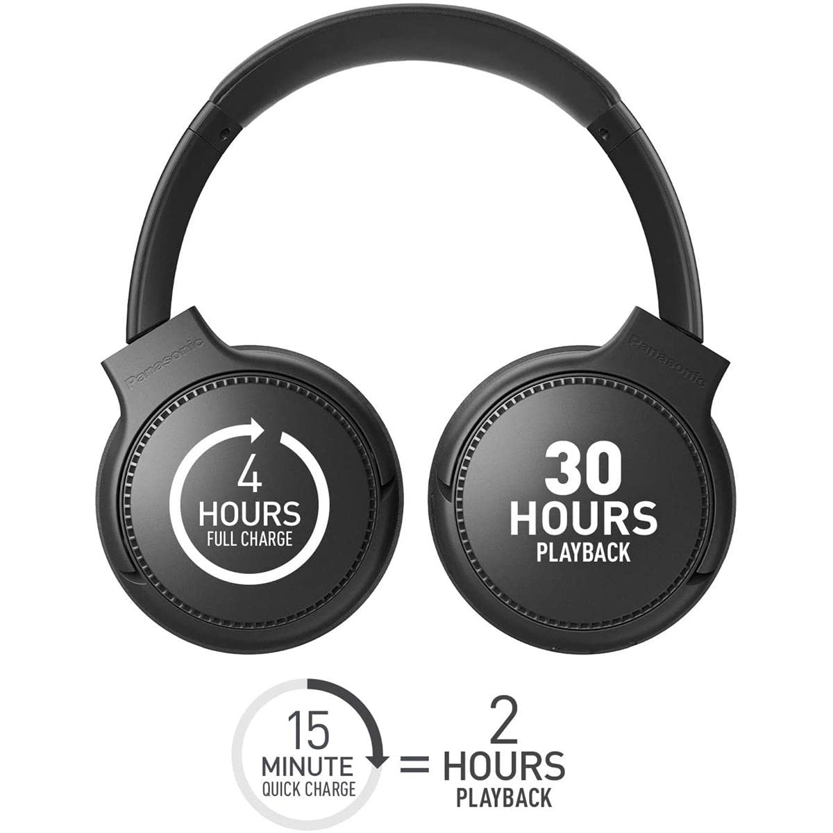 Panasonic RB-M500B Wireless Bluetooth Headphones with Deep Bass, XBS DEEP & Bass Reactor Technology - Immersive Sound for Music, Gaming & Movies (Black)
