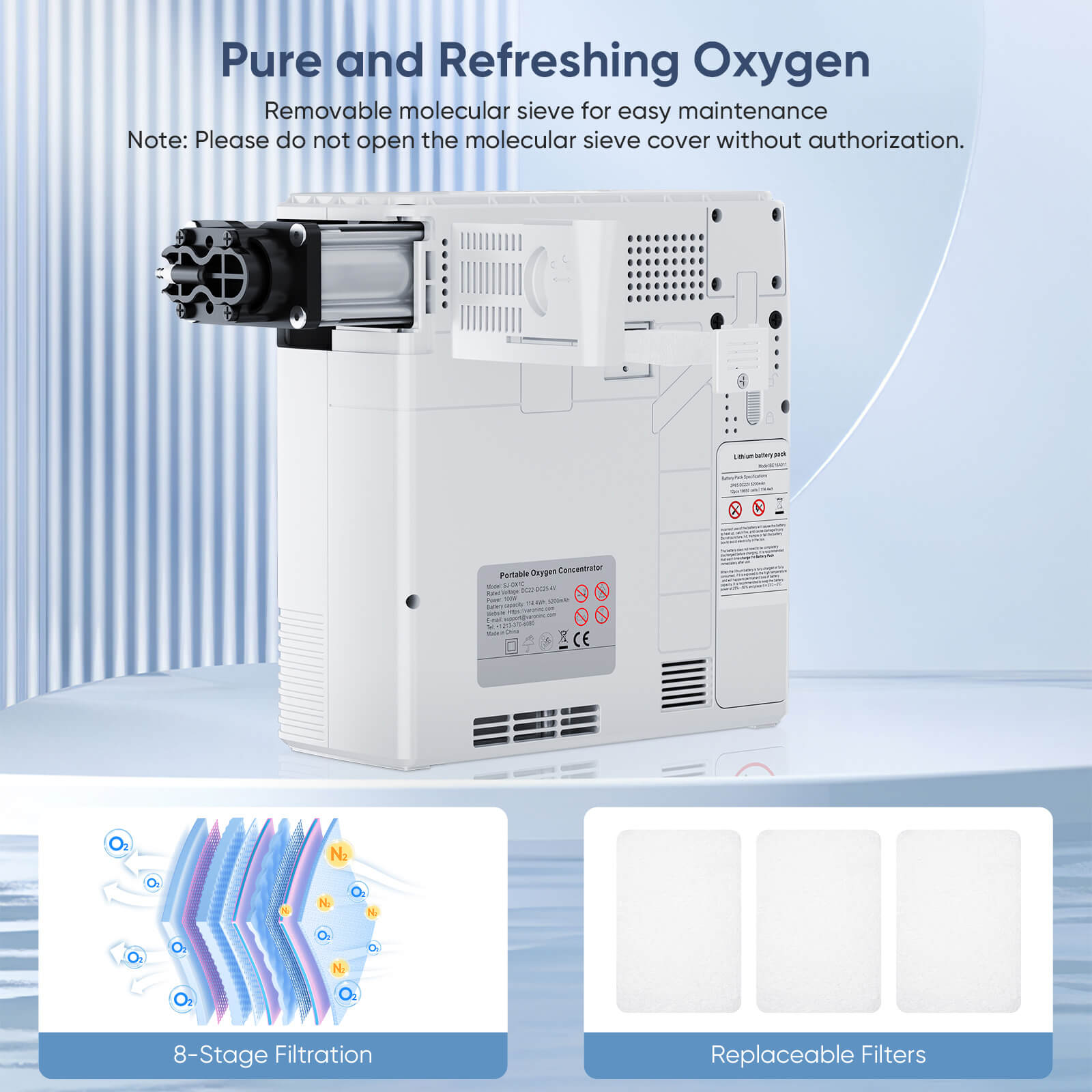 Portable Oxygen Concentrator 1-6 LPM Continuous Flow - Lightweight & Quiet for Home, Travel, Car & Outdoor Use - Ideal for COPD Patients & High Altitude Activities
