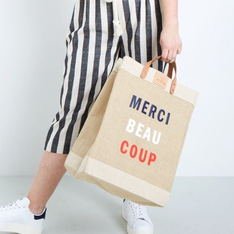 Merci Market Tote Bag - Stylish & Durable Canvas Shopping Tote for Groceries, Beach, Work & Travel | Eco-Friendly Reusable Carryall with Spacious Interior