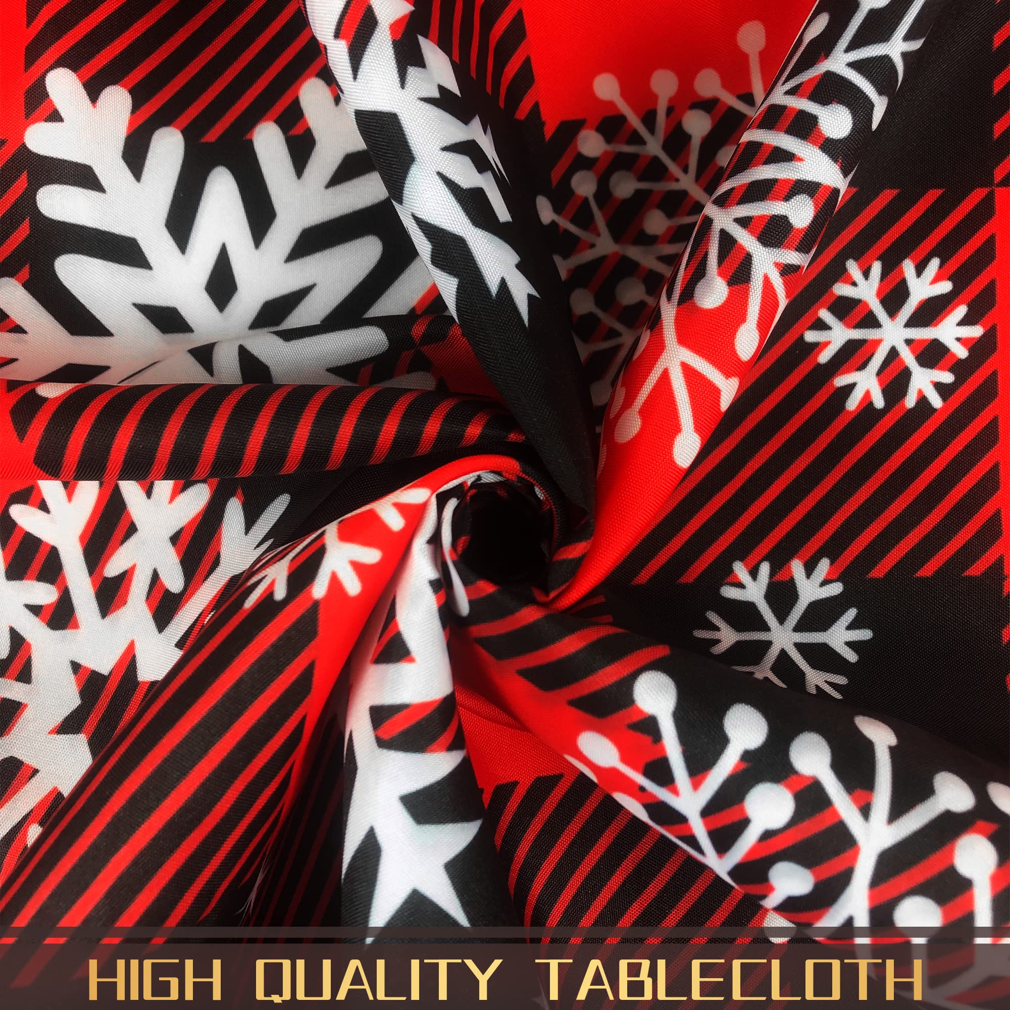 SuQKXCo 60 Inch Christmas Round Tablecloth - Buffalo Plaid Snowflake Design | Waterproof, Wrinkle-Resistant & Easy to Clean | Perfect for Holiday Kitchen Decor, Dining Room & Festive Home Decoration