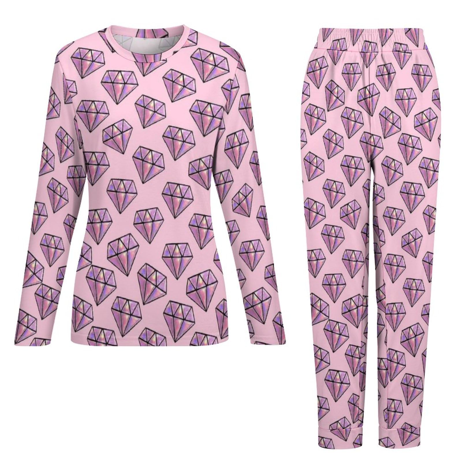 Pink Diamond Pajama Set for Women - Soft Sleepwear for Lounge & Sleep