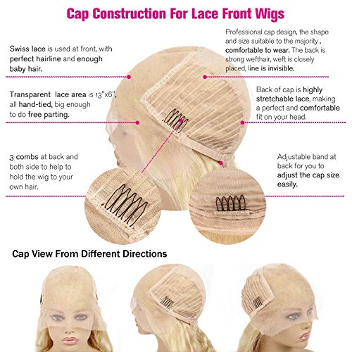 Ubetta 13x6 Brazilian Straight Lace Front Wig - 150% Density Blonde 613 Human Hair with Bleached Knots & Baby Hair | Pre-Plucked Lace Frontal Wig for Black Women (16 Inch) | Perfect for Daily Wear, Cosplay, and Special Occasions