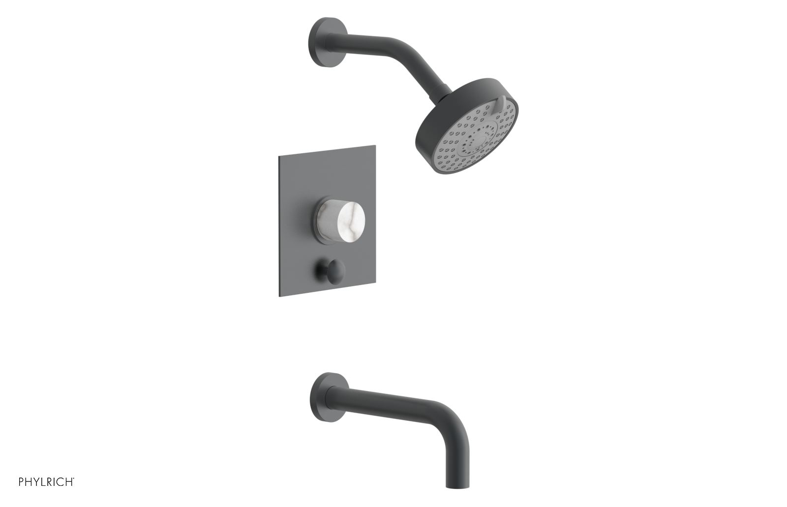 BASIC II Pressure Balance Tub and Shower Set - White Marble Finish 230S 28 - Perfect for Modern Bathroom Renovations & Spa-Like Shower Experience