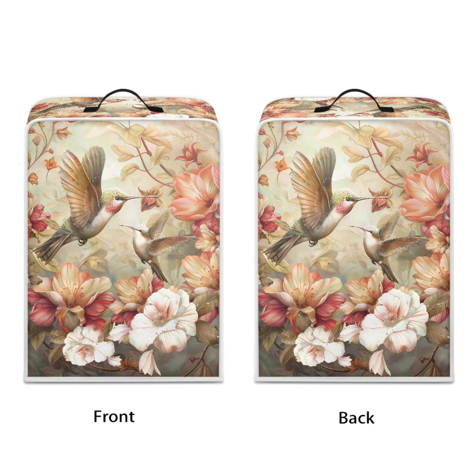 GLENLCWE Retro Hummingbird Peony Coffee Maker Cover - Washable Polyester Dust Cover with Top Handle for Kitchen Appliances | Protects from Dust & Fingerprints | Perfect for Keurig, Nespresso & Drip Coffee Machines