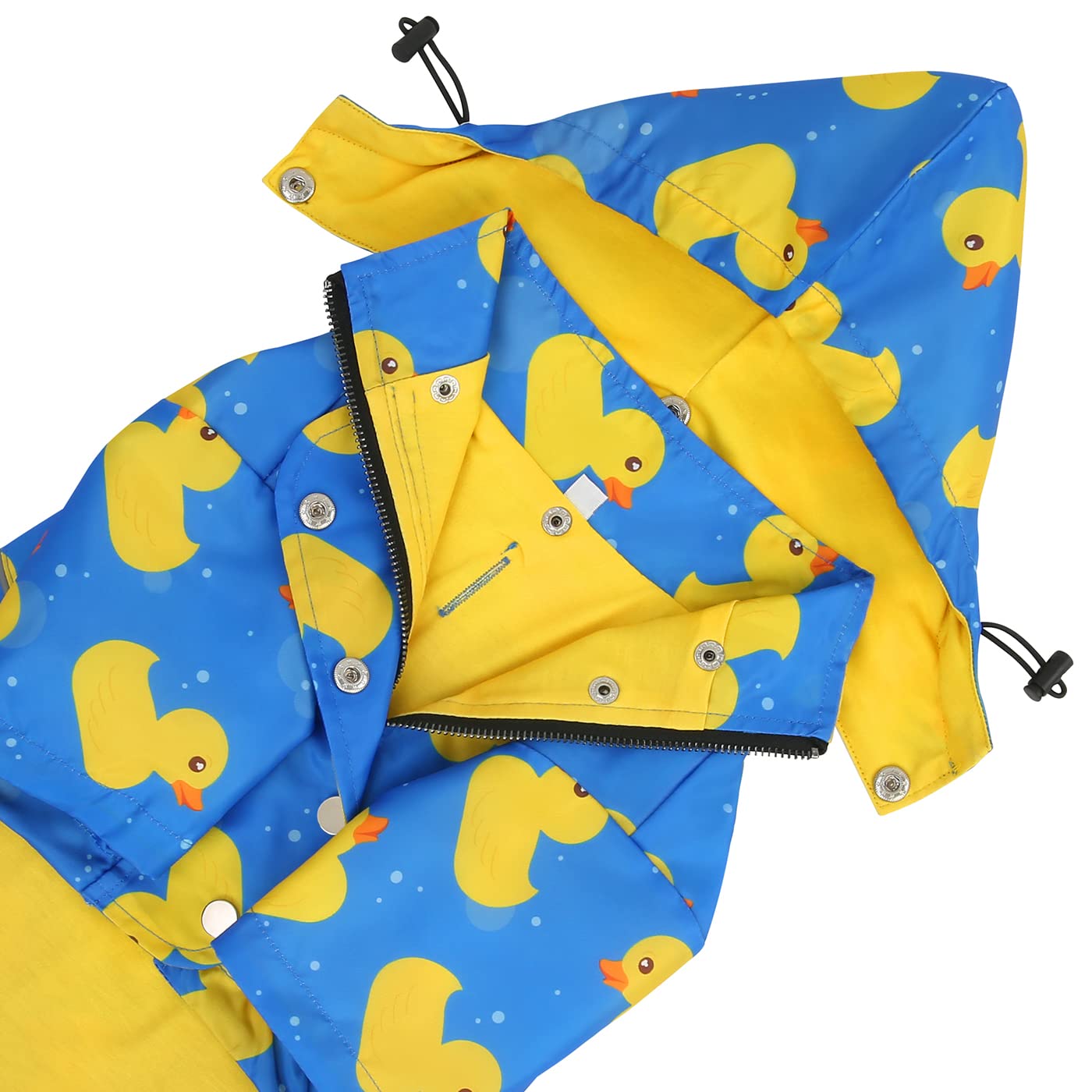 HDE Double Layer Waterproof Dog Raincoat with Hood & Zip Closure - Small to Large Dogs - Ducks Blue - S - Perfect for Outdoor Walks & Rainy Day Protection