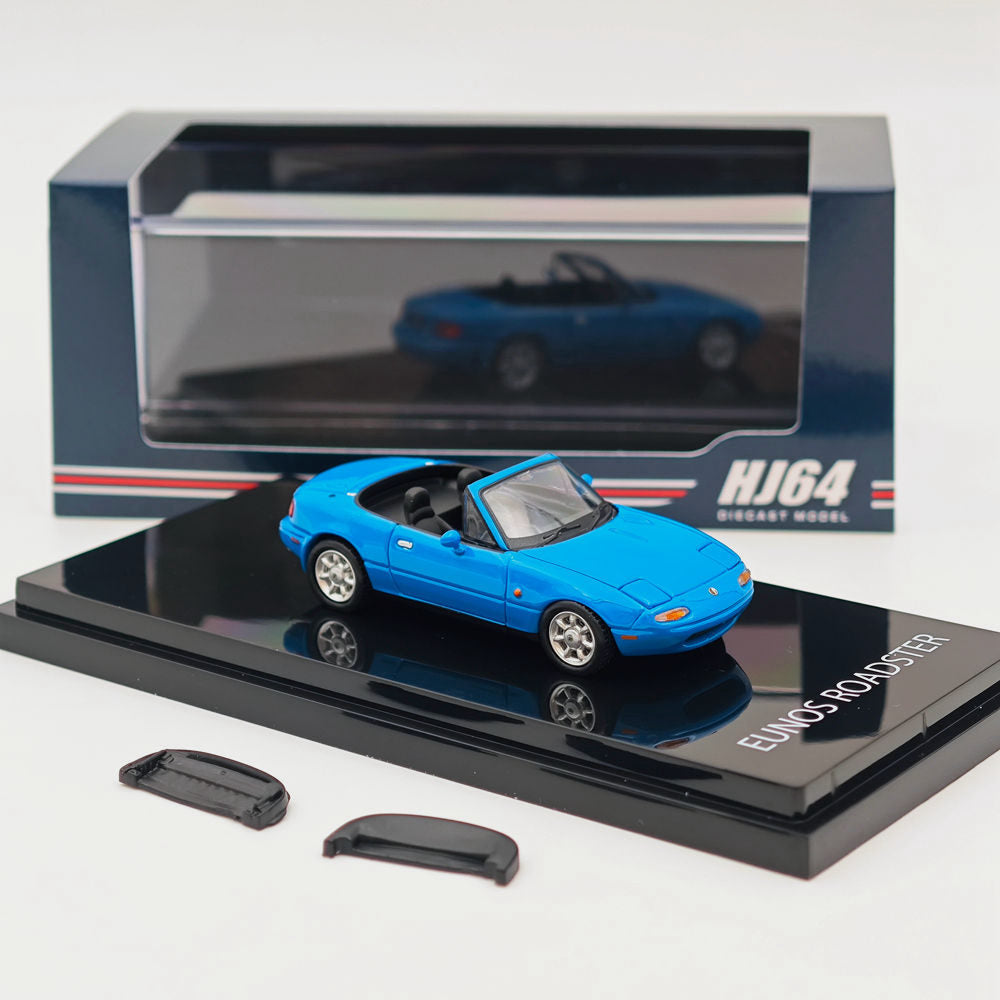 1/64 Scale Mazda Eunos Roadster NA6CE Diecast Model Car with Tonneau Cover - Blue HJ642025ABL Limited Edition Collectible Toy for Car Enthusiasts | Perfect for Display, Gifts, and Hobby Collections