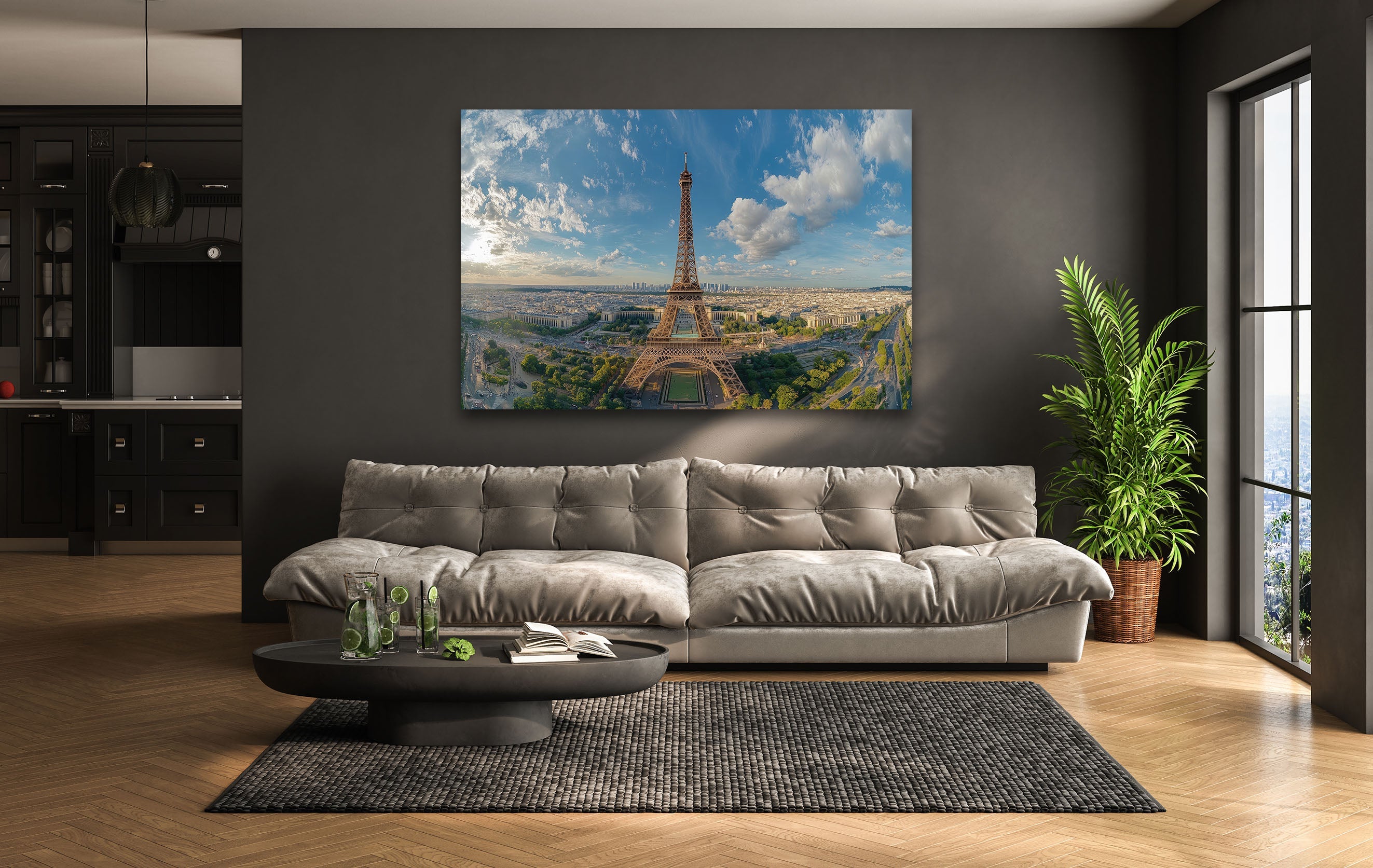 Paris Eiffel Tower Glass Wall Art - Elegant Landscape Decor for Living Room, Bedroom & Office