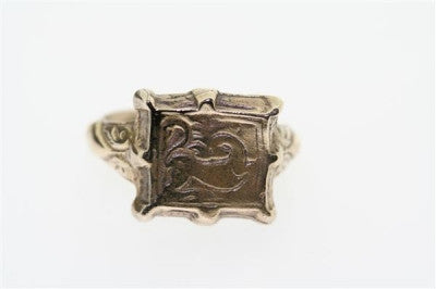Vintage Bronze 8-Point Square Seal Ring for Men & Women - Perfect for Medieval, Gothic, and Fantasy Cosplay Costume Jewelry