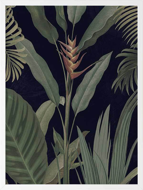 Dark Flora II Framed Wall Art Print - Botanical Home Decor for Living Room, Bedroom & Office