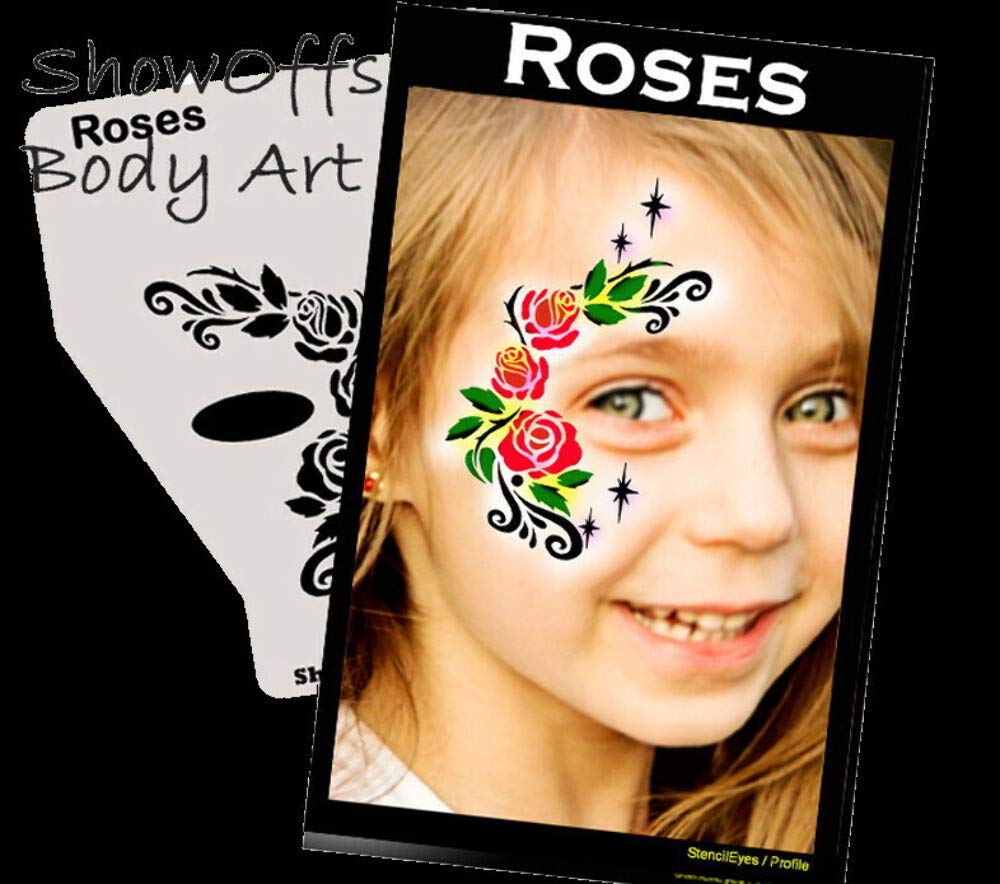 Face Painting Stencil Kit - Reusable StencilEyes Profile Roses for Professional & DIY Makeup | Perfect for Halloween, Cosplay, Carnival & Kids Parties