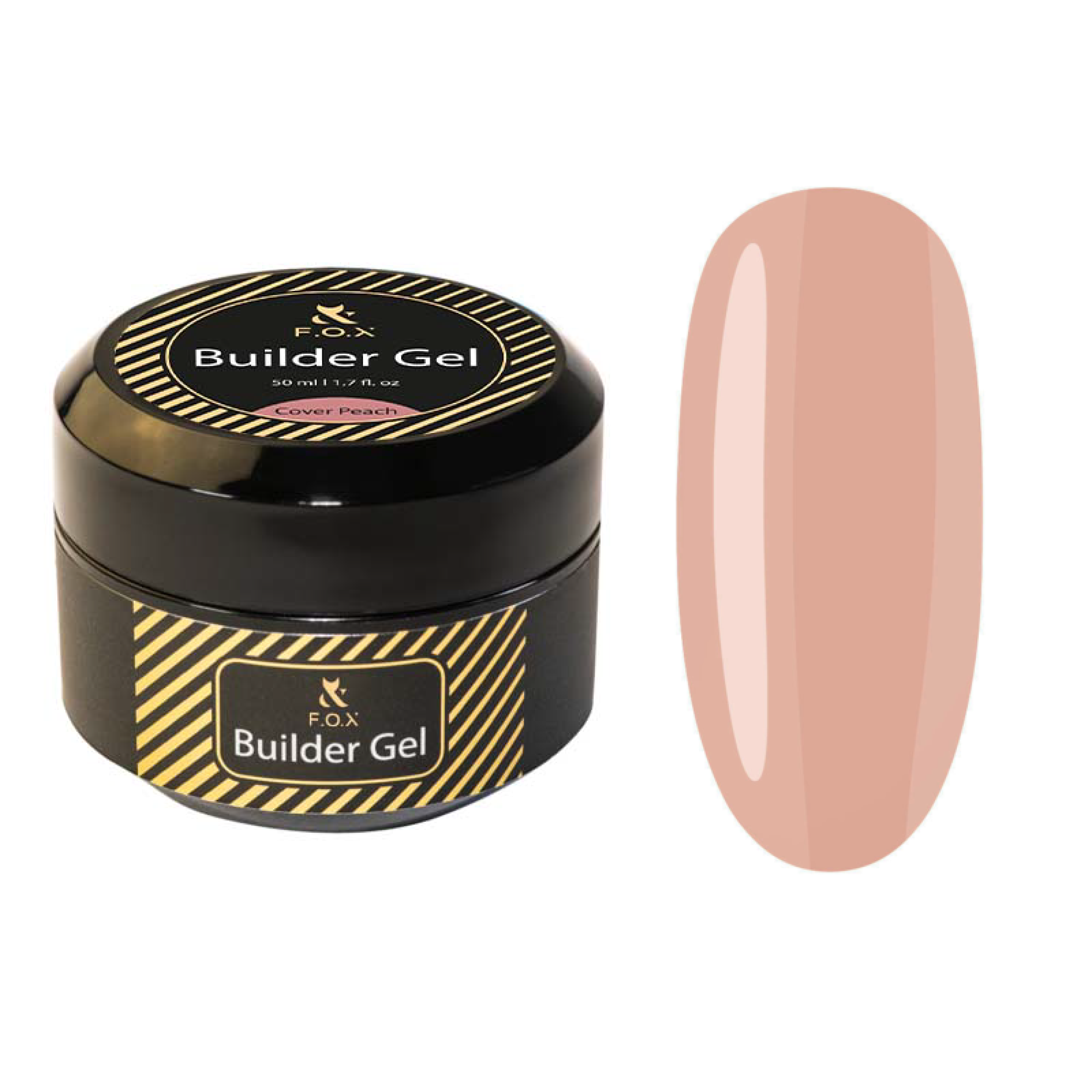 F.O.X Builder Gel Cover Peach - 50ml Nail Strengthening Gel for Strong & Healthy Nails - Perfect for DIY Manicures & Nail Extensions at Home