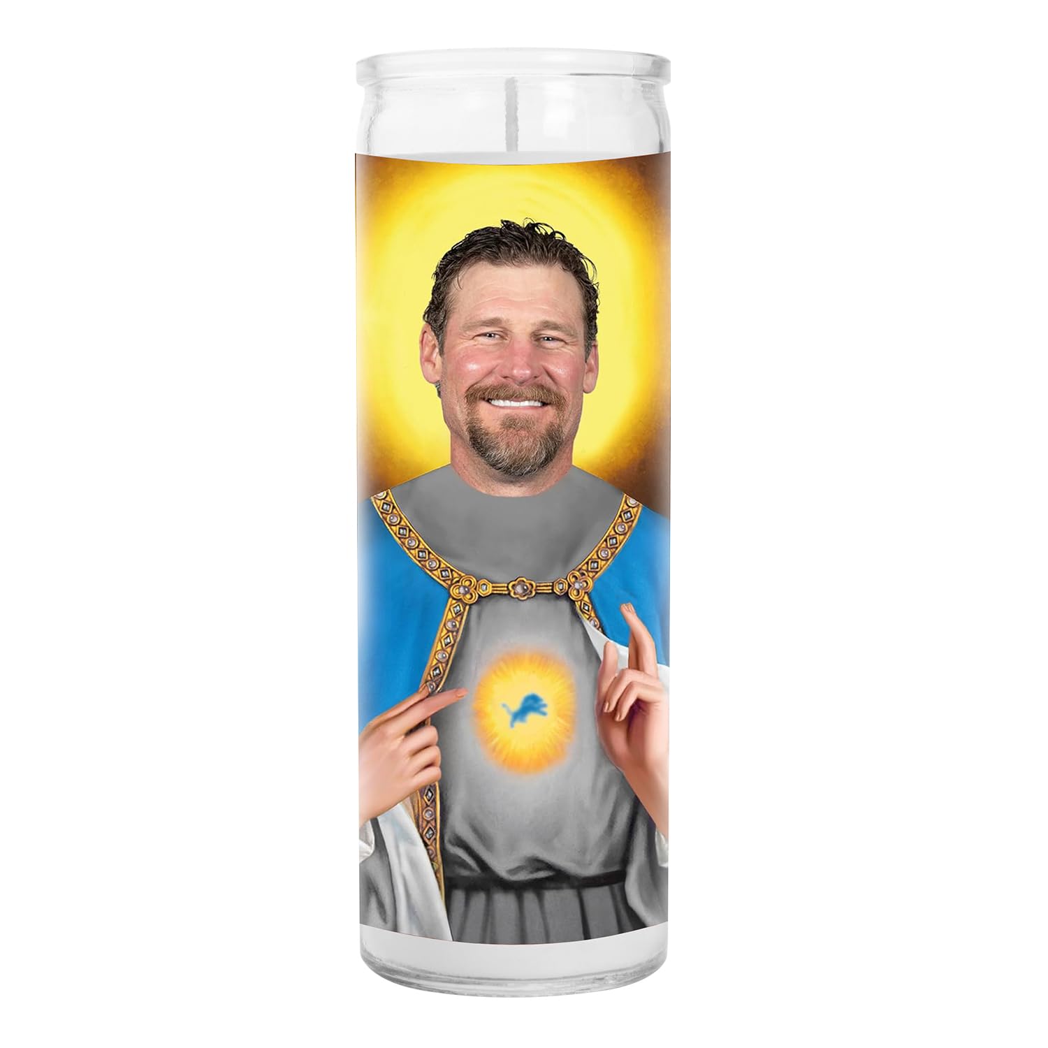 Coach Dan Campbell Scented Candle - Funny Football Gift Idea - Handmade White Votive Glass Jar Candle - Devotional Candles for Detroit Lions Fans - Unique Novelty Gift for NFL Lovers | Perfect for Game Day Decor, Home Office Aromatherapy & Sports Fan Collectibles