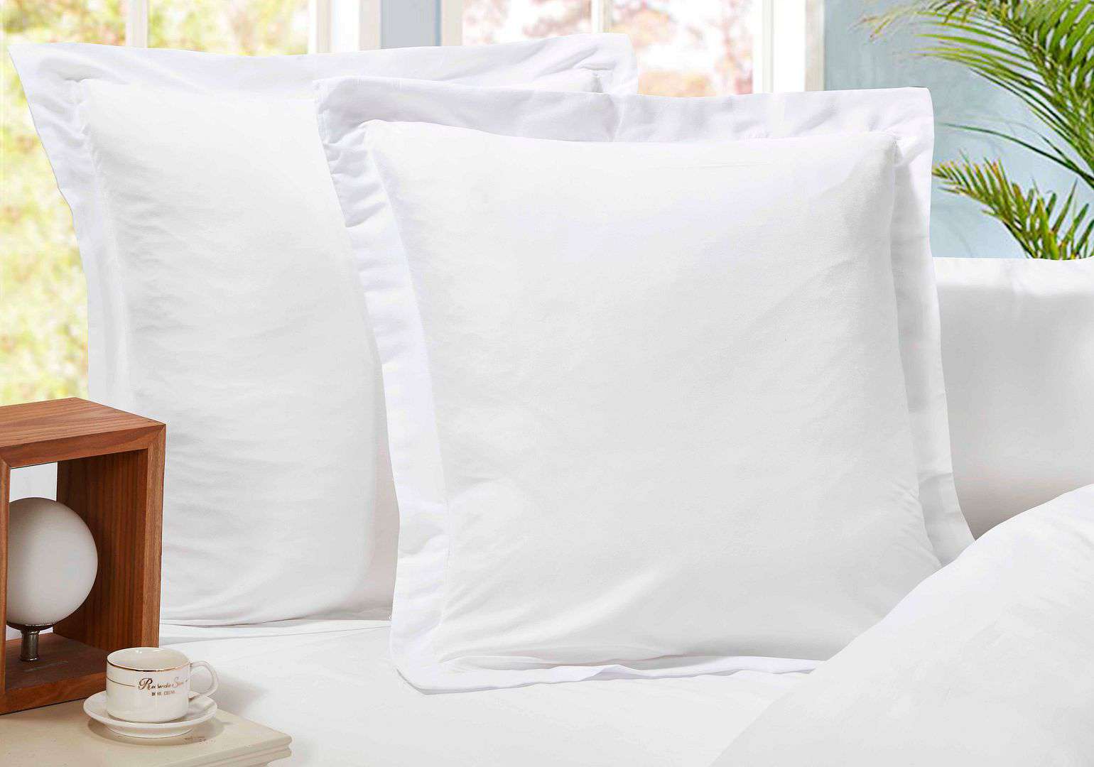 1000TC Premium Ultra Soft European Pillowcases 2 Pack - Luxury 100% Cotton Bedding Set for Hotel & Home Use - White