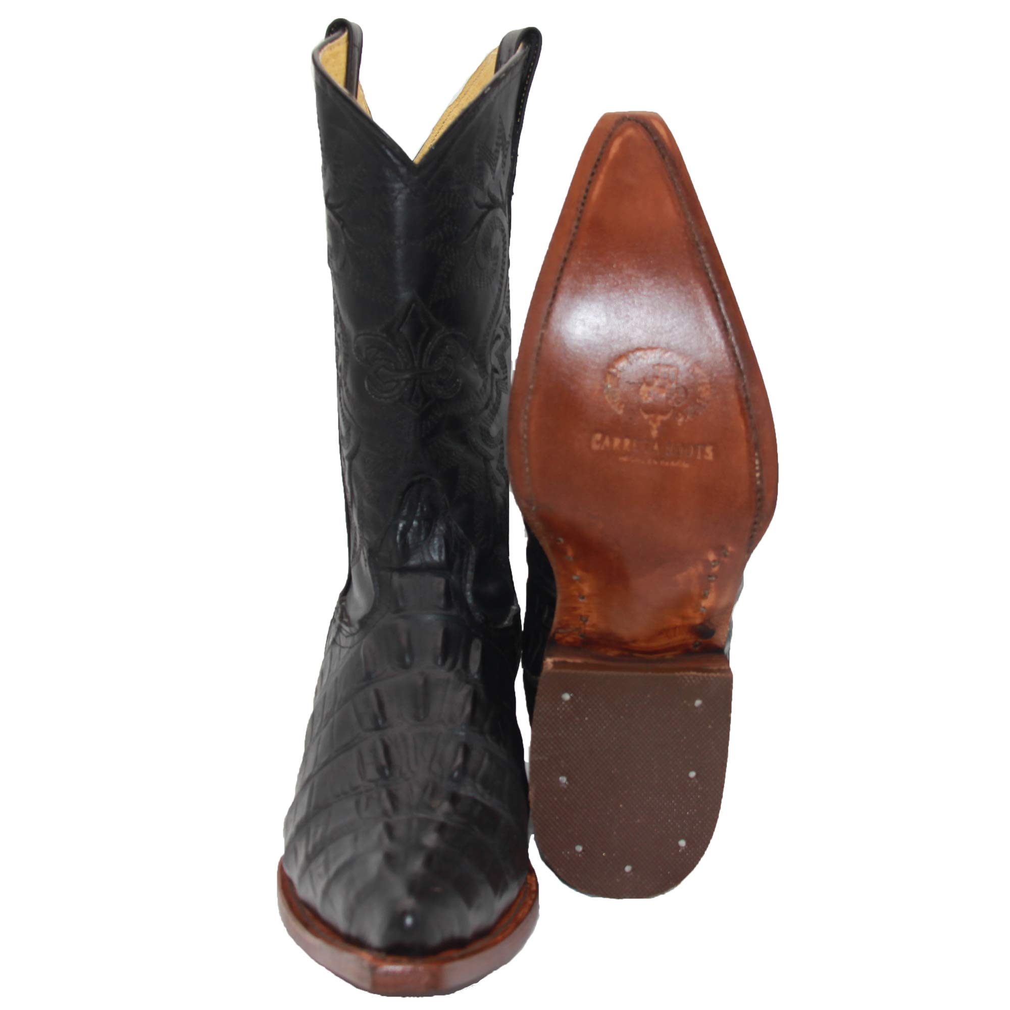 Premium Men's Genuine Leather Crocodile Print Snip Toe Western Cowboy Boots - Stylish & Durable for Rodeo, Country Dance & Casual Wear
