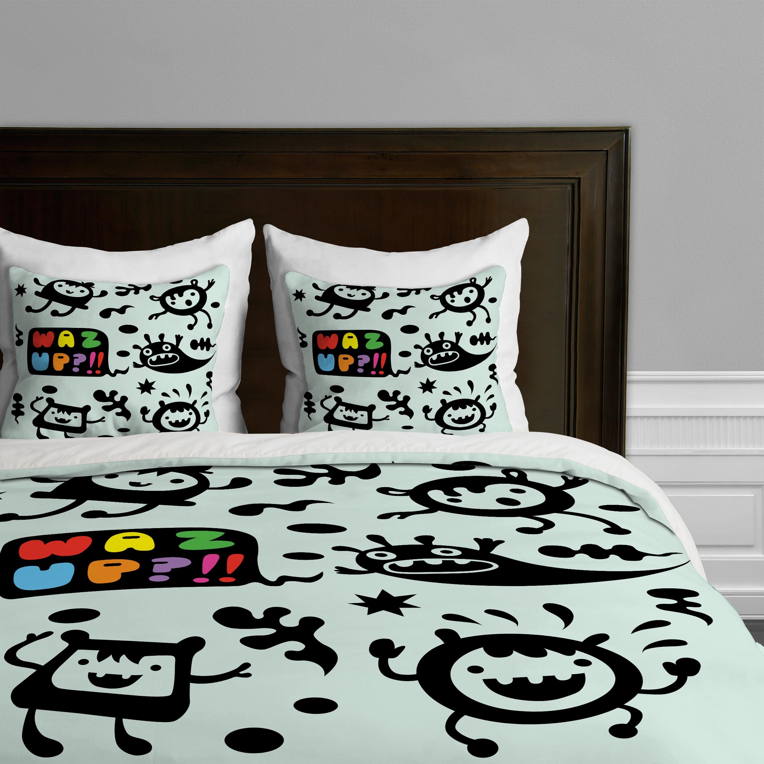 Deny Designs Andi Bird Waz Up Duvet Cover - Queen Size Colorful Bohemian Bedding Set for Modern Bedroom Decor | Perfect for Teens, Dorms & Guest Rooms