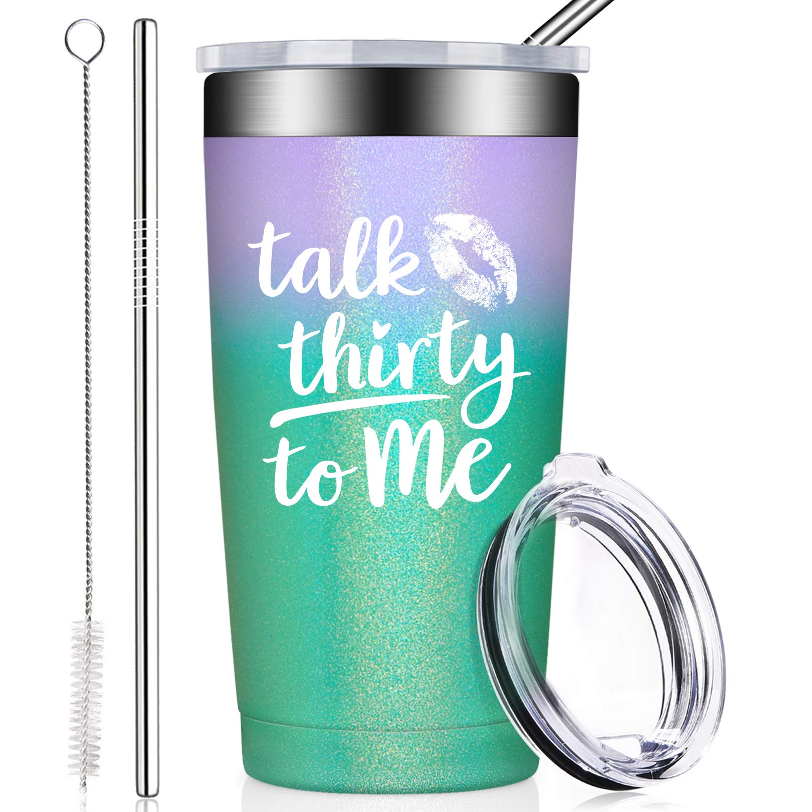 BIRGILT 30th Birthday Gifts for Women - 20oz Stainless Steel Insulated Tumbler Cup with Lid & Straw | Funny Dirty 30 Gifts for Her, Wife, Girlfriend, Best Friend, Daughter | Perfect for Office, Home, Travel & Parties