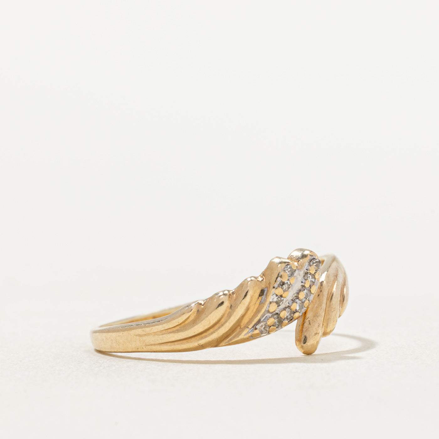 0.05ctw Diamond Groove Bypass Ring - Size 8 | Elegant Wedding Band, Anniversary Gift for Her, Promise Ring for Girlfriend | Perfect for Engagements, Proposals & Special Occasions