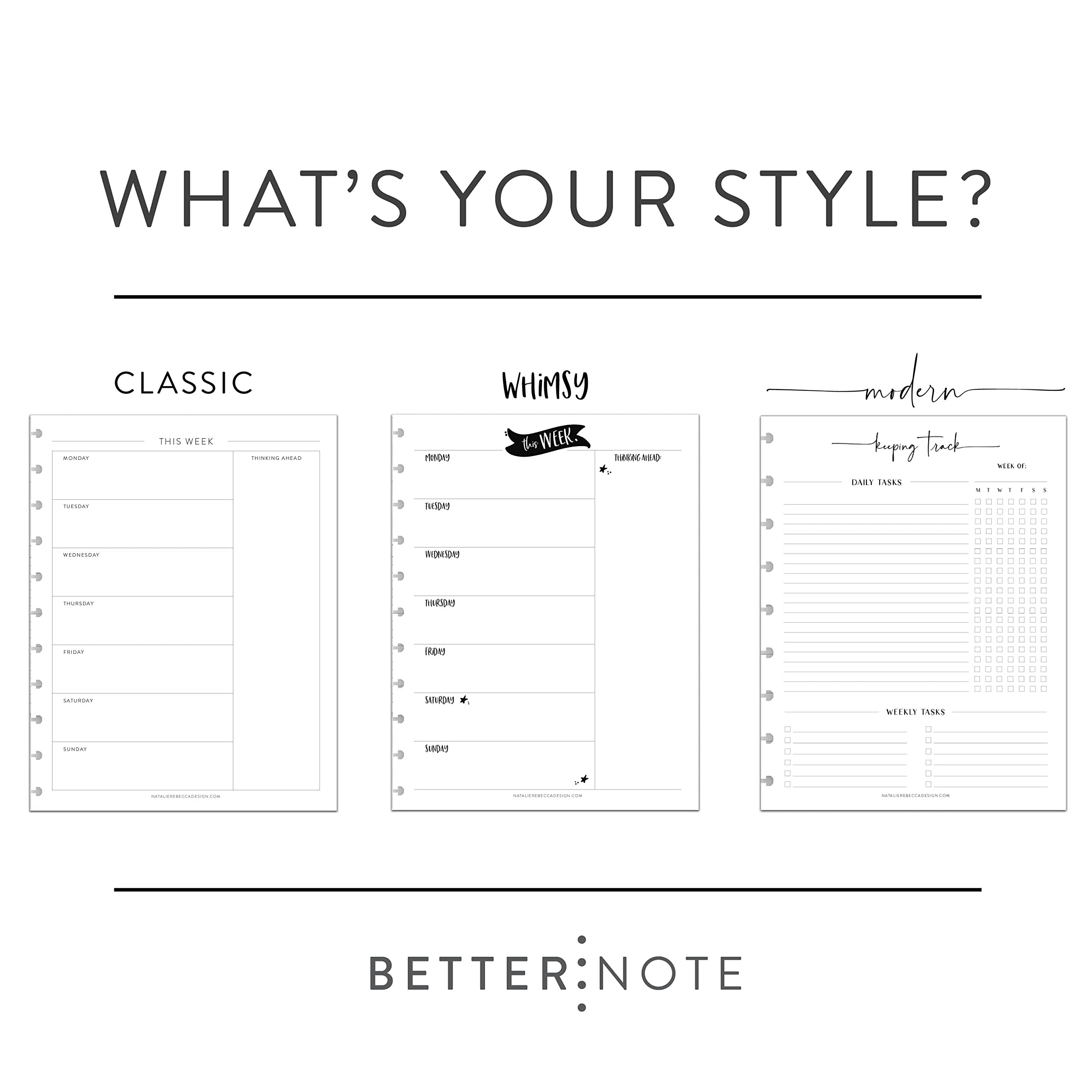 BetterNote 2025 Horizontal Calendar Refill for Disc Notebook - Compatible with Levenger Circa, Staples Arc Jr, TUL, Happy Planner, InkWell Press, MAMBI, NOTIQ (Modern 11-Disc, 8.5