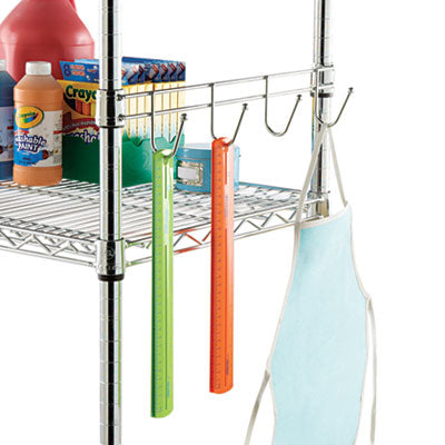 Alera® 24-Inch Deep Silver Hook Bars for Wire Shelving - 5 Hooks per Bar, 2 Bars per Pack - Perfect for Garage Storage, Closet Organization & Retail Display